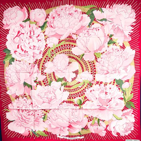 Les Pivoines Hermes Silk Scarf RARE Early Issue 